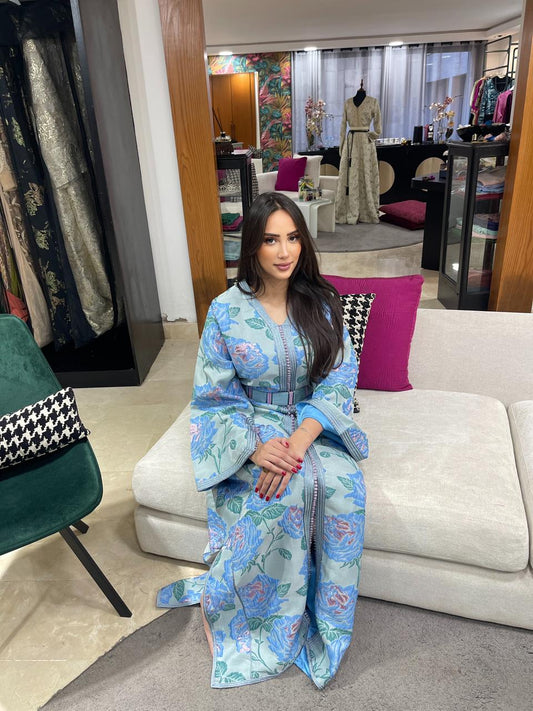 Caftan Floral Bleu